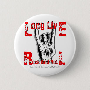 Chapa Redonda De 5 Cm Larga Vida Al Rock Y Al Rollo