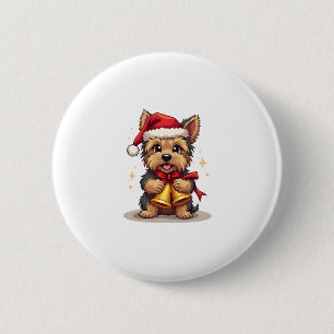 Chapa Redonda De 5 Cm Las campanas de los Navidades Terrier de Yorkshire