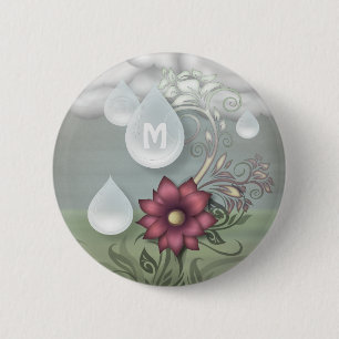 Chapa Redonda De 5 Cm Las gotas de agua bonitas personalizaron el