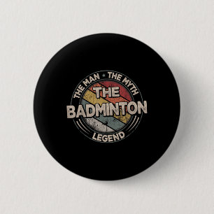 Chapa Redonda De 5 Cm Las leyendas del bádminton Retro Shuttle Bádminton