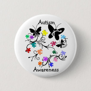 Chapa Redonda De 5 Cm Las mariposas con rompecabezas juntan las piezas