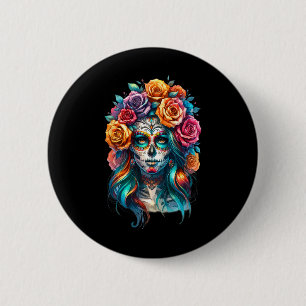Chapa Redonda De 5 Cm Las mujeres de La Catrina Dia De Los Muertos Latin