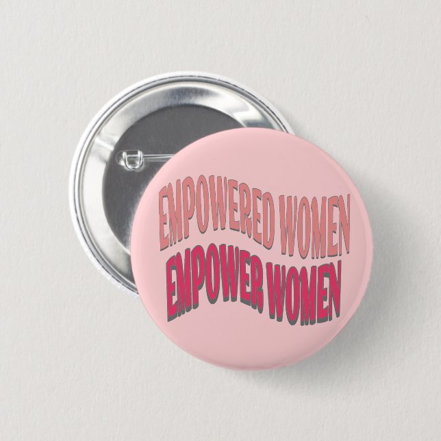 Chapa Redonda De 5 Cm Las mujeres empoderadas empoderan el texto rojo de (Anverso y reverso)
