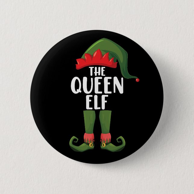 Chapa Redonda De 5 Cm Las Navidades familiares de Elf Queen (Anverso)