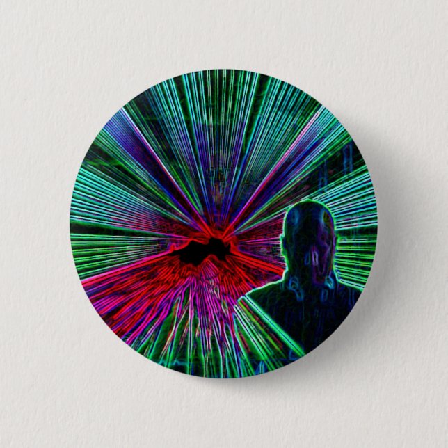 Chapa Redonda De 5 Cm Lasers en el botón/la insignia de DJ (Anverso)