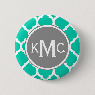 Chapa Redonda De 5 Cm Latente marroquí gris verde azulado