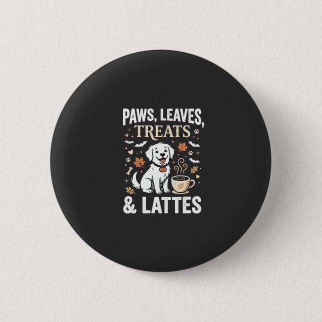 Chapa Redonda De 5 Cm Latte de Otoño de Perro Halloween (Anverso)