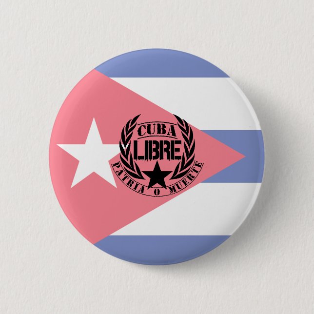 Chapa Redonda De 5 Cm Laureles de Cuba Libre Motto (Anverso)