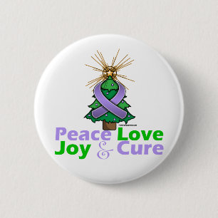 Chapa Redonda De 5 Cm Lavender Ribbon Navidades Paz Amor, Alegría y Cura