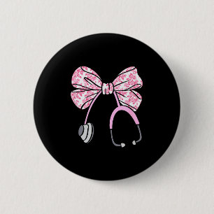 Chapa Redonda De 5 Cm Lazo Coqueta Rosa Floral Enfermera Rn Estetoscopio