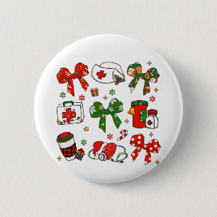 Chapa Redonda De 5 Cm Lazo Coquette Enfermera Navidad Enfermería Feliz N