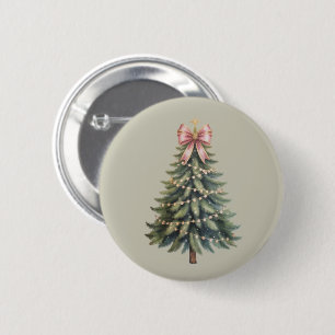 Chapa Redonda De 5 Cm Lazo de árbol de Navidad Coquette Xmas
