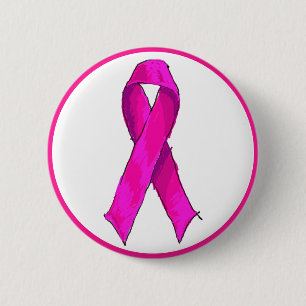 Chapa Redonda De 5 Cm Lazo Rosa Moderno de Conciencia y Apoyo al Cáncer 