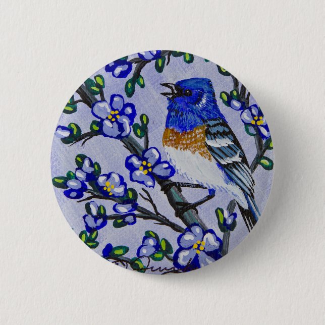 Chapa Redonda De 5 Cm Lazuli Bunting (Anverso)