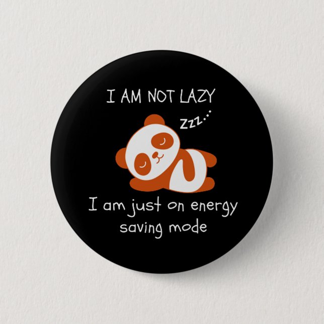 Chapa Redonda De 5 Cm Lazy Panda Funny (Anverso)