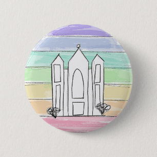 Chapa Redonda De 5 Cm LDS Salt Lake City Temple rainbow sunset mormon