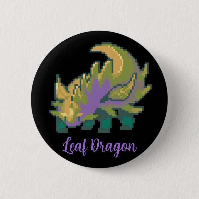 Chapa Redonda De 5 Cm Leaf Dragon pixel art (Anverso)