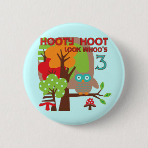 Chapa Redonda De 5 Cm Lechuza 3 camisetas de cumpleaños y regalos