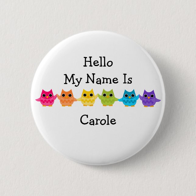 Chapa Redonda De 5 Cm Lechuzas arcoiris (Anverso)