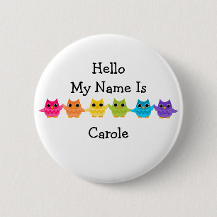 Chapa Redonda De 5 Cm Lechuzas arcoiris