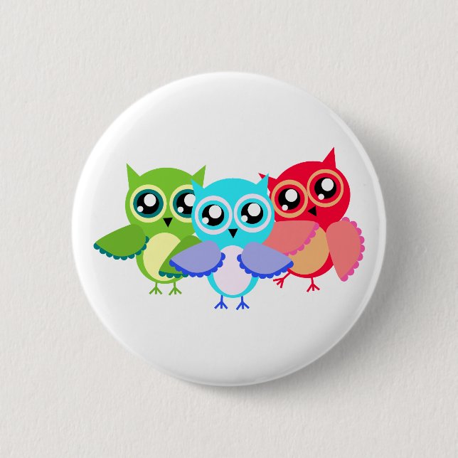 Chapa Redonda De 5 Cm Lechuzas owls (Anverso)