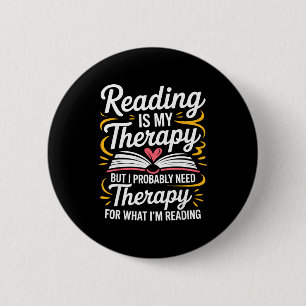 Chapa Redonda De 5 Cm Lectura divertida es terapia libro gusano del libr
