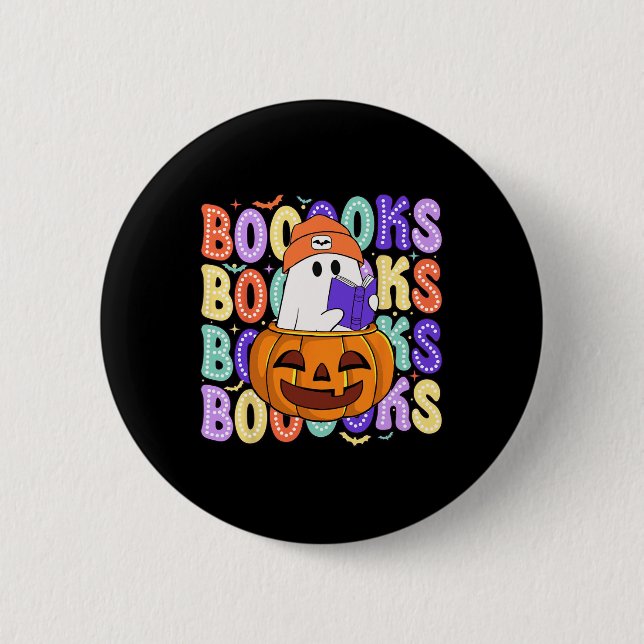 Chapa Redonda De 5 Cm Leer bibliotecario de Halloween del profesor fanta (Anverso)