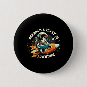 Chapa Redonda De 5 Cm Leer Es Un Gato Astronauta De Ticket Para Aventura
