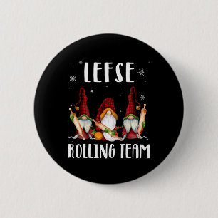 Chapa Redonda De 5 Cm Lefse Rolling Team Gnomes Navidades Xmas Plaid Kid