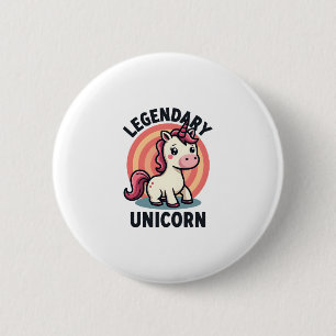 Chapa Redonda De 5 Cm Legendario Unicornio Vintage Retro Diseño Vectoria