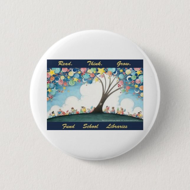 Chapa Redonda De 5 Cm Leído piense crecen - las bibliotecas escolares (Anverso)
