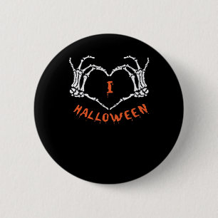 Chapa Redonda De 5 Cm Lema Halloween. Gesto Cardíaco Hecho De Skeleton