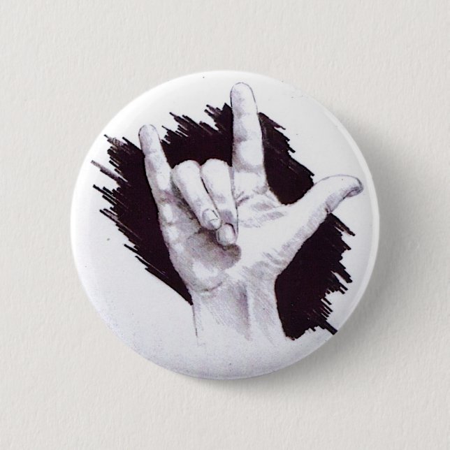 CHAPA REDONDA DE 5 CM LENGUAJE DE SIGNOS AMERICANO TE AMO (Anverso)