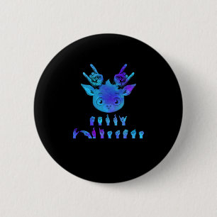 Chapa Redonda De 5 Cm Lenguaje Rótulo Navidades sordos reno sordo ASL aw