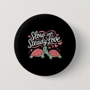 Chapa Redonda De 5 Cm Lento y constante amor adorable pareja de tortugas
