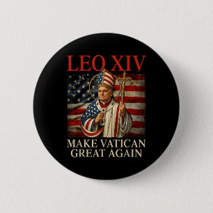 Chapa Redonda De 5 Cm Leo Xiv, Que El Vaticano Se Haga Grande De Nuevo C