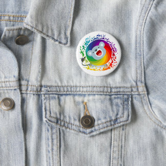 Chapa Redonda De 5 Cm León blanco arco iris Personalizado