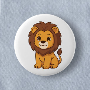 Chapa Redonda De 5 Cm León de dibujos animados lindo