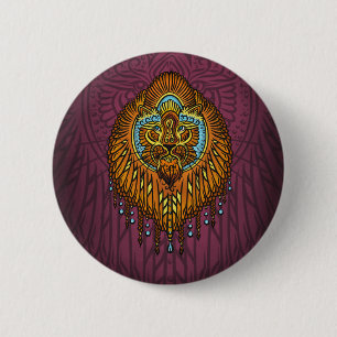 Chapa Redonda De 5 Cm León de espíritu real Ornate Tribal Mandala Roar