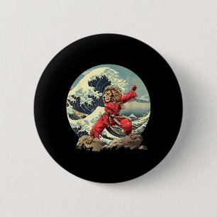Chapa Redonda De 5 Cm León de Karate Olas Monte Fuji Kickboxing Taekwond