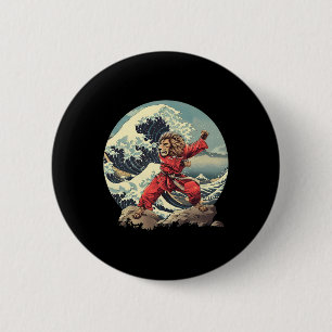 Chapa Redonda De 5 Cm León de Karate Olas Monte Fuji Kickboxing Taekwond