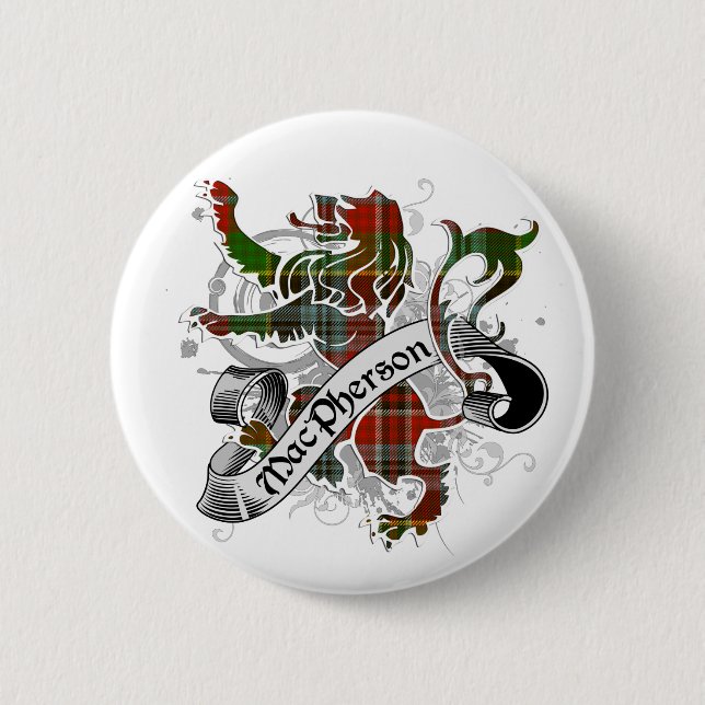 Chapa Redonda De 5 Cm León de MacPherson Tartán (Anverso)