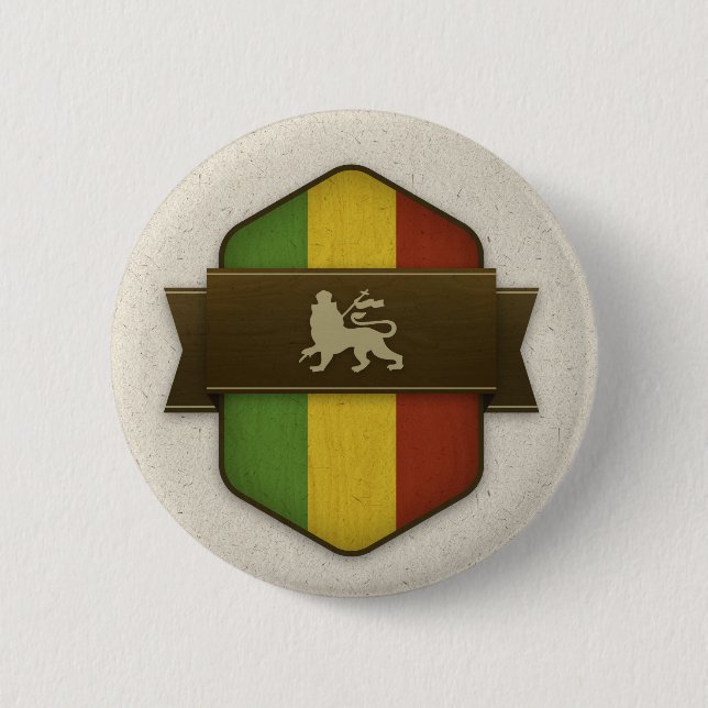 Chapa Redonda De 5 Cm León del escudo de Judah Rasta (Anverso)