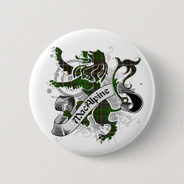 Chapa Redonda De 5 Cm León del tartán de MacAlpine (Anverso)