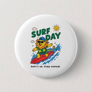 Chapa Redonda De 5 Cm León divertido surf verano vacaciones día de surf 