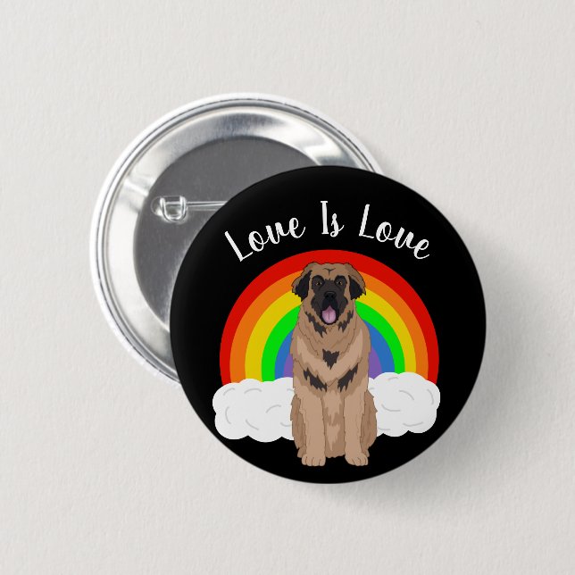 Chapa Redonda De 5 Cm Leonberger Gay Pride Rainbow (Anverso y reverso)