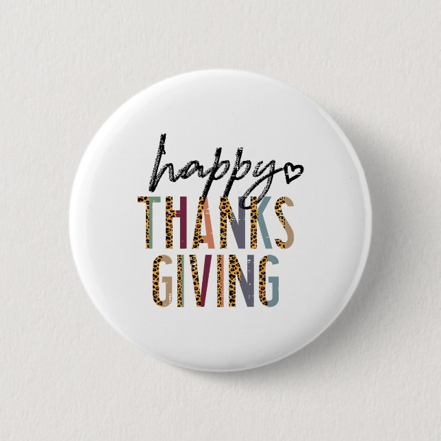 Chapa Redonda De 5 Cm Leopard Happy Thanksgiving Fall (Anverso)