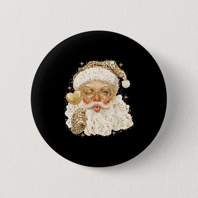 Chapa Redonda De 5 Cm Leopard Santa Christmas Funny Gift For Women, Girl (Anverso)