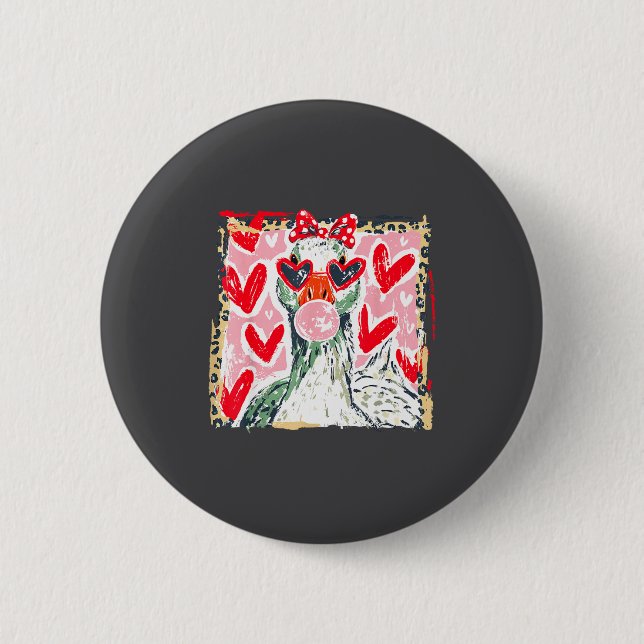 Chapa Redonda De 5 Cm Leopard Valentine's Day Goose Cute Animal Couple M (Anverso)