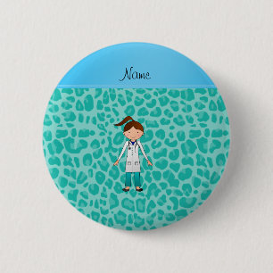 Chapa Redonda De 5 Cm Leopardo conocido personalizado del verde del